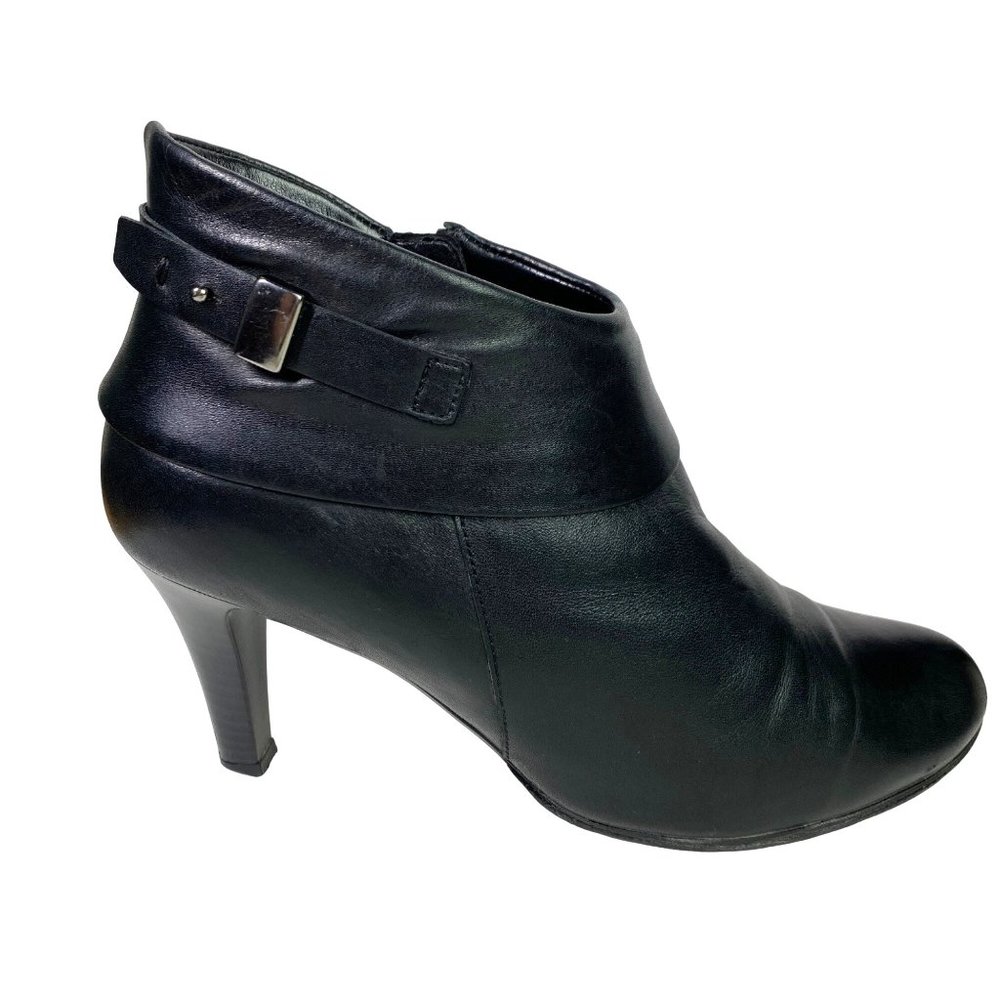 Gabor zip up heels black leather cushion lined Booties Ankle boots Women's 7